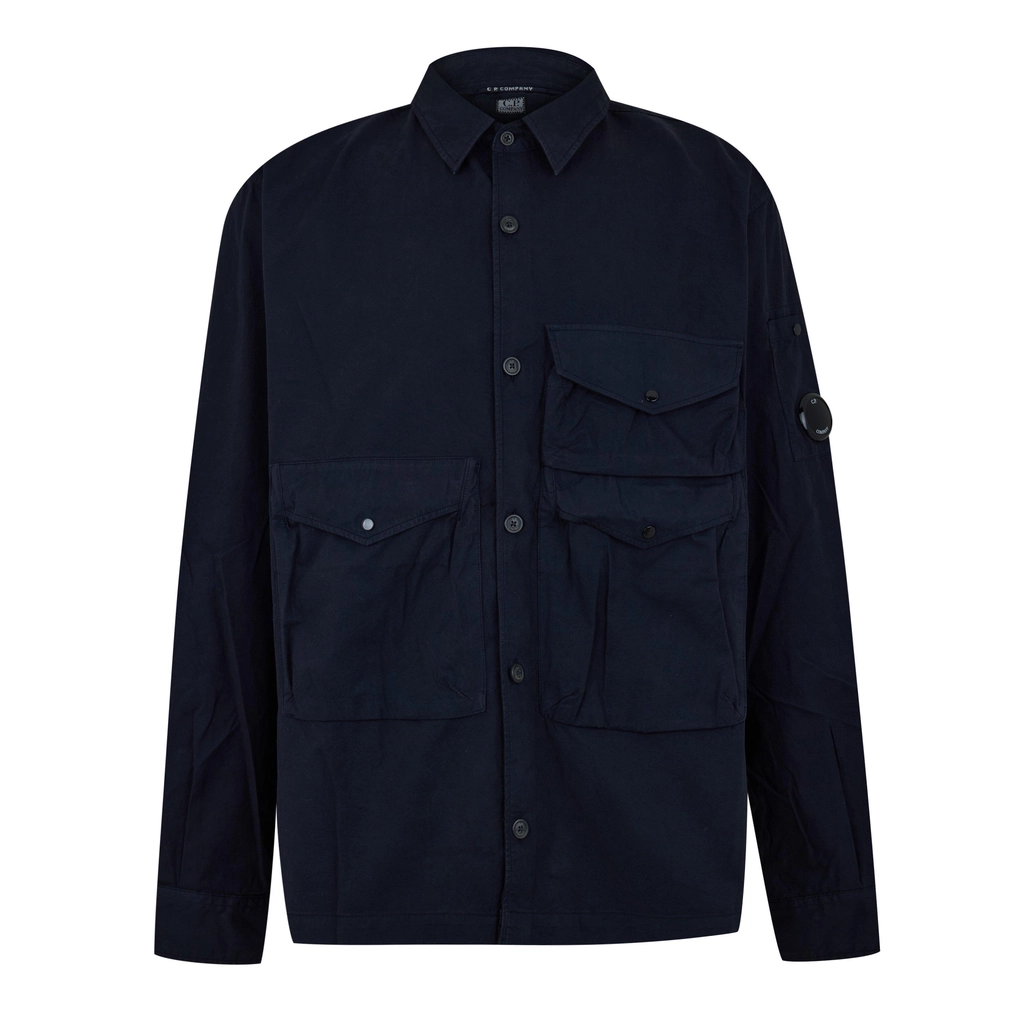 CP Company Organic Gabardine Buttoned Utility Overshirt - Ttl Eclipse 888